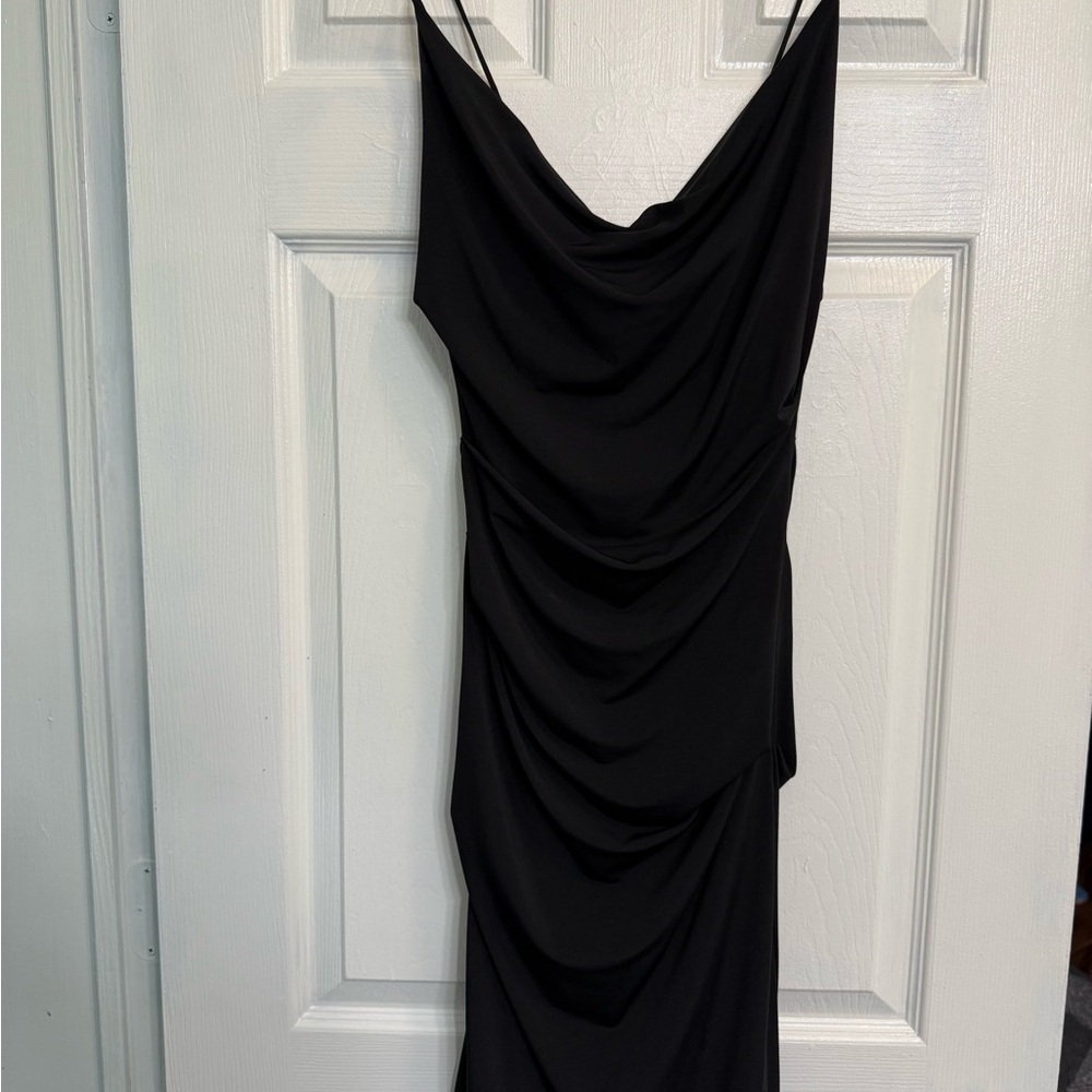 NWT Nicole Miller Black Ruched Slip Dress